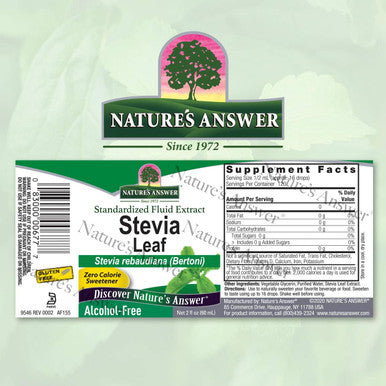 Nature'S Answer Alcohol- Stevia Leaf Liquid Extract Drops 2-Fluid Oz Gluten and Alcohol Standardized Stevia Drops | Natural Sweetener | Diabetic Friendly | Keto Friendly
