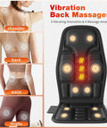 Back Massager With Heat For Pain Relief, Back Massage Chair Pad, Chair Massager For Full Body Massage, Deep Tissue Vibration Massager With 2 Adapters, Chair Massage For Office And Recliner