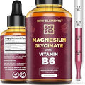 Liquid Magnesium Glycinate Drops with Vitamin B6 Magnesium Supplement 500mg and Vitamin B6 100mg NonGMO No Gluten Stress Relief Sleep and Relaxation Muscle and Heart Support Natural and Vegan