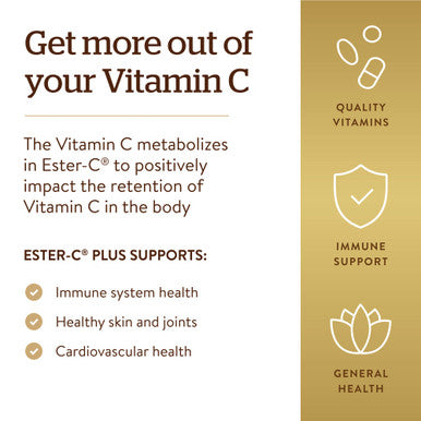 Solgar Ester-C 1000Mg Vitamin C- Gentle Non-Acidic Antioxidant Support - 180 Vegan Tablets