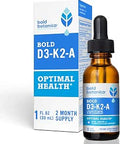 D3K2A Liquid Vitamin Complex Vegan D3 from Organic Algae with Vitamin K2 (MK7) and A for Immune Support Natural Orange Flavor Tastes Delicious 1 FL OZ. (30mL)