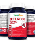 Beet Root 1100 mg 200 Veggie caps (Vegan, Non-GMO & , Made with Organic Beet Root Powder)