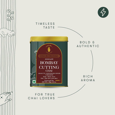 Luxmi Estates Bombay Cutting Chai | 100 gm | Signature India Collection | Assam CTC | Black Tea Collection | Strong Organic Tea | Lemongrass Tea Ginger Cardamom