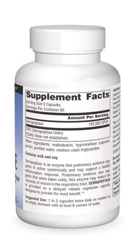 Source s Serrapeptase - Delayed Release Enzyme - 120 Vegetarian Capsules
