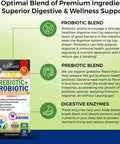 Prebiotics and Probiotic with Whole Food Enzymes for Adults Women Men Probiotics Lactobacillus Acidophilus Digestive Health Capsules Shelf Stable Supplement NonGMO Gluten Dairy Free 30ct