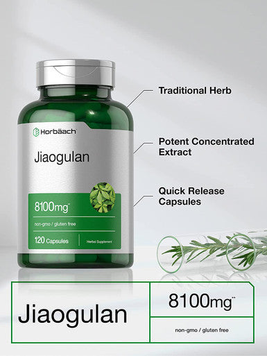 Jiaogulan Capsules | 8100 mg | 120 Count | Gynostemma Pentaphyllum Herbal Extract | Stamina and Endurance Supplement | Non-GMO, Gluten Free | by Horbaach