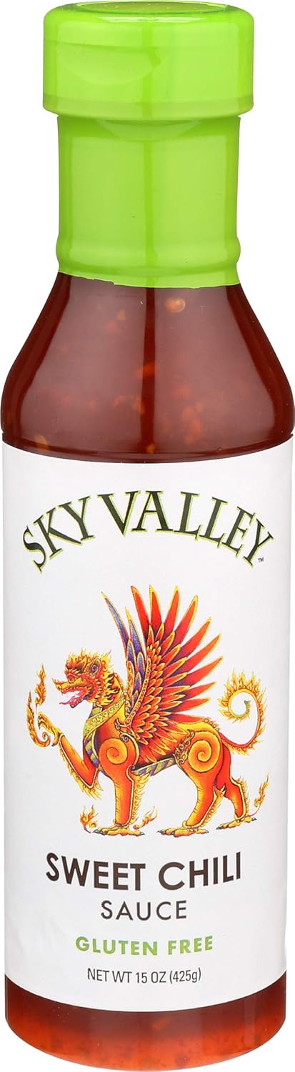 Sky Valley Sweet Chili Sauce - Mild Heat, Thai Sweet Chili Sauce, Used as Eggroll Sauce or Spring Roll Dipping Sauce, Gluten-Free, Non-GMO Verified, Plant-Based, Sweet Spicy Chili Sauce - 14.5 Oz