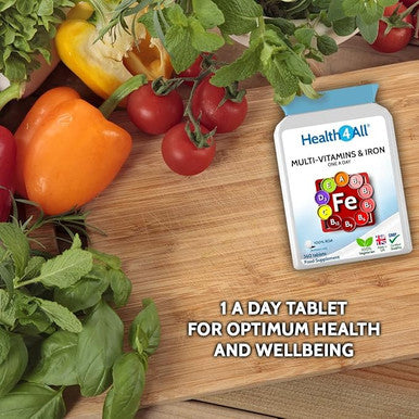 Multivitamins & Iron One a Day 90 Tablets . 100% RDA. Made in The UK by Health4All