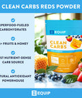 Equip Foods Clean Carbs | 15+ Fruits and Honey Superfood Powder | Post Workout Recovery Powder | Antioxidants Carbohydrate Supplement | Immune Support Carb Cleaner | 20 Servings Unflavored