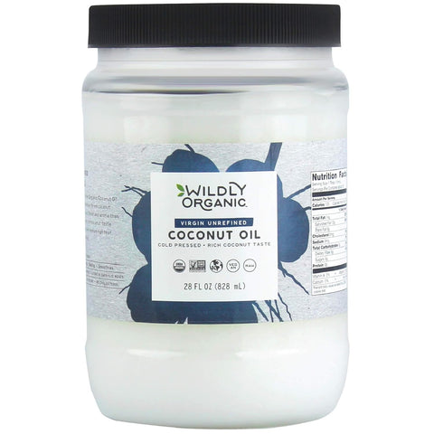 Wildly Organic Virgin Unrefined Cold Pressed Coconut Oil 14 Fl Oz - Organic, Raw, Non-GMO, Vegan, Pet-Safe, Rich Coconut Flavor/Aroma - Perfect for Skin, Hair, Cooking, & Baking - BPA-Free Container
