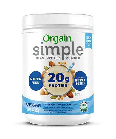 Orgain Simple Organic Vegan Protein Powder Vanilla 20g of Plant Based Protein Made with Fewer Ingredients and Without Dairy Gluten and Stevia Kosher NonGMO 1.25 Lb Packaging May Vary