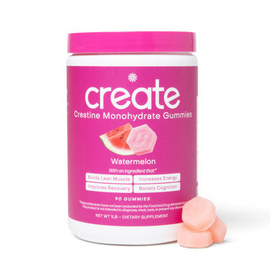 Create Creatine Monohydrate Gummies for Men & Women - Boost Focus Strength and Endurance Anti-Melting Formula Vegan Gluten-Free Non-GMO 1.5 Gram Creatine per Gummy (Watermelon 90 ct)