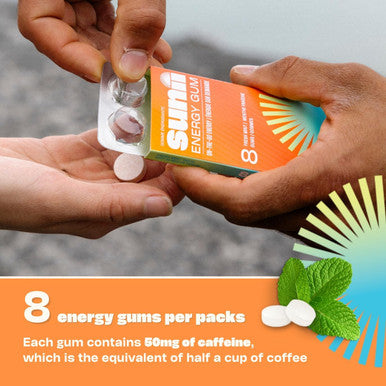 Sunii Energy Gum - Boost In 5 Minutes, 100Mg Caffeine, Stay Alert For Workouts, Study, Work & Travel, 5 Calories, Sugar-& Gluten-Free. Ideal Alternative To Energy Drinks (3 Packs)