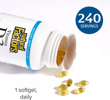 Natural Factors Vitamin D3 2000 IU Supports Healthy Bones 240 Soft Gels