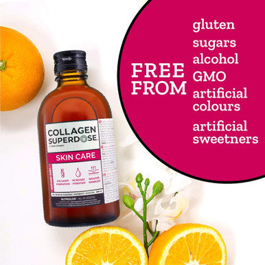 GOLD COLLAGEN Superdose Skin Care- Collagen Nutritional Supplements for Women & Men with Vitamin C Biotin Hyaluronic Acid Zinc Anti-Ageing Liquid for Hydrated Skin Hair Growth Strong Nails 300ml