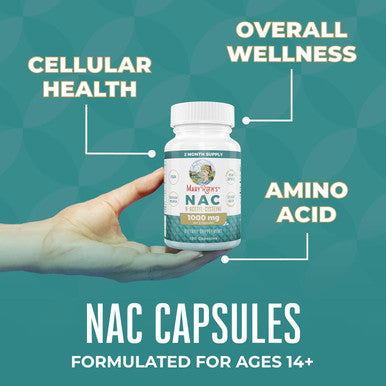Maryruth Organics Nutritional Supplement Capsule N-Acetyl Cysteine 2 Month Supply NAC 1000mg Per Serving Vegan Non-GMO Gluten 120 Count