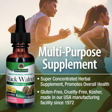 Nature'S Answer Black Walnut with Organic Alcohol 1000mg 1oz Extract | Promotes Overall Well-Being | Cardiovascular Support | Gluten- Non-GMO Vegan | Single Count