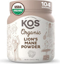 Kos Organic Lion'S Mane Powder - Natural Nootropic Superfood - Vegan Functional Mushroom Plant Based Usda Certified Non-Gmo Soy & Gluten-Free - 104 Servings