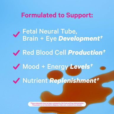 Pink Stork Liquid Prenatal Vitamins for Women - Organic Food Blend with 18 Vitamins for Pregnant and Postnatal Breastfeeding Moms - Morning Sickness Support Multivitamin - 32 Servings