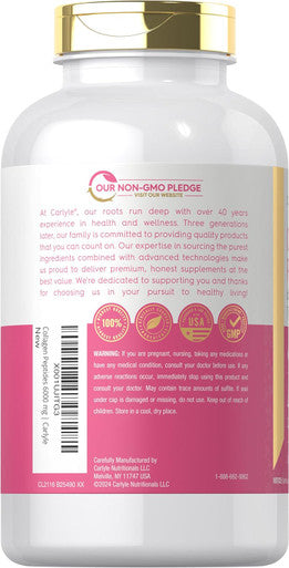 Carlyle Collagen Peptides 6000mg | 400 Caplets | with Vitamin C | Type 1 and 3 | Non-GMO Gluten Grass Fed Supplement