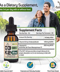 Vitamin D3 K2 Liquid Drops 5000 IU of D3 and 200mcg of 99.9 AllTrans Patented K2 MK7 K2Vital Max Absorption Immune Support for Kids and Adults 30 Servings by Double Wood Supplements