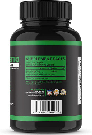 Saw Palmetto Herbal Supplement with L Arginine Workout Powder for for Men as Muscle Growth Enhancement and Vascular Support