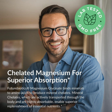 Futurebiotics Magnesium Glycinate 200 Mg Per Serving Chelated For High Absorption, Gentle On Stomach, Non-Gmo, 120 Vegetarian Capsules
