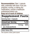 Nature'S Way Vitamin D3 Dry Form, Supports Healthy Bones And Immune Function*, 10Mcg Per Serving, 100 Capsules