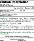 Best Naturals Ashwagandha Capsules for Relaxing Stress and Mood 500 mg 120 Count (Packaging may vary)