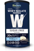 Biochem 100 Whey Isolate Protein 11.8 oz Sugar Vanilla 20g Vegetarian Protein KetoFriendly Amino Acids Invigorating Taste Easily Digestible