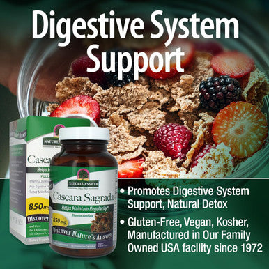 Nature'S Answer Cascara Sagrada Bark Vegetarian Capsule Pills 90-Count | Digestive Support | Natural Detox
