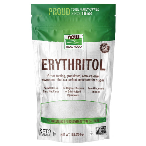 NOW Foods, Erythritol, Great-Tasting Sugar Replacement, Zero Calories, Low Glycemic Impact, Kosher, 2.5-Pound (Packaging May Vary)