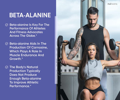 Nui Nutra Beta-Alanine Supplement | 3400mg | 100 Capsules | Helps Build Muscle Mass, Carnosine Levels, & Athletic Performance | Supports Muscular Endurance