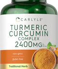 Carlyle Turmeric Curcumin Supplement 2400mg | 180 Powder Capsules | Herbal Complex | Non-GMO Gluten Formula