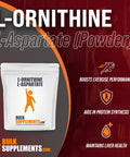 BulkSupplements L-Ornithine L-Aspartate Powder - Amino s Supplement for Liver Health - , 3g (3000mg) , 167 Servings (500 Grams - 1.1 lbs)