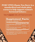 Eu Natural Vitex Pure 400 Mg Chasteberry Natural PMS Support Balance Hormones Regulate Cycle Promote Skin Health Full-Spectrum & Standardized 60 Vegan Soft Capsules