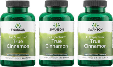 Swanson Full Spectrum True Cinnamon - Herbal Supplement - (120 Capsules 300mg Each) 3 Pack