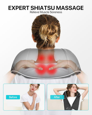 Alljoy Shiatsu Back And Neck Massager With Heat, Deep Tissue 3D Kneading Massage Pillow For Shoulder, Legs, Foot, And Body, Relax Gifts For Women Men Mom Dad