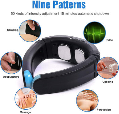 Neck Massager With Heat, Electric Neck Massager, Neck Massager For Pain Relief Deep Tissue, 9 Modes 50 Intensities, Ems Neck Massager For Home Office Car Travel Black Fsa Hsa Approved Products Only