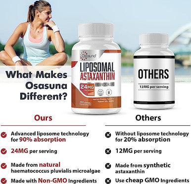 Osasuna Liposomal Astaxanthin Supplement 24Mg 60 Softgels