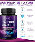 Calcium Supplement For Women 1200 Mg Plus 1600Iu Vitamin D3, Bone Health, Teeth & Immune Support - Calcium With Extra Strength Vitamin D High Absorbable Premium Calcium Carbonate - 60 Tablets