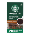 Starbucks VIA Instant Coffee, Medium Roast Coffee, Pike Place Roast, 100% Arabica, Single-Serve, 1 Box (50 Packets) | 100% Arabica instant coffee packets; Pike Place Roast medium roast; 1 box, 50 packets