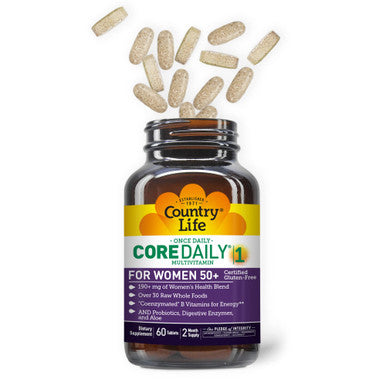 Country Life Core Daily-1 Multivitamins For Women 50 Plus Energy Support 60 Tablets 2 Month Supply Certified Gluten Free