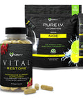 Karamd Pure I.V. + Vital Restore - Special Bundle - Lemon Lime Hydration Packets (16 Sticks) & Powerful Supplement For Leaky Gut & Colon Health (90 Capsules) - Boost Energy & Physical Performance