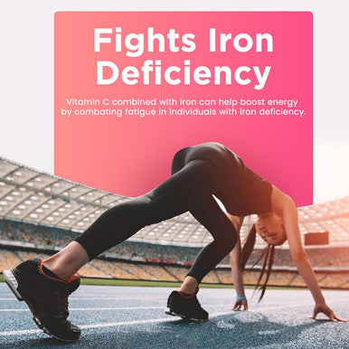 Iron Gummies For Women & Men - Iron Supplement With Vitamin B6, B12, C, Zinc, Folate For Adults & Kids - Support Iron Deficiency, Anemia, Energy Boost, Blood Builder - Sugar Vegan 60Ct Strawberry