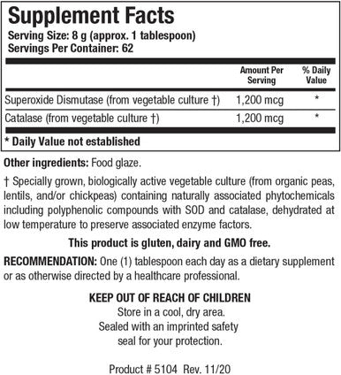 Biotics Research Dismuzyme Plus Granules SOD 1200 Catalase High Antioxidant Activity Supports Immune System. Contains: 17.9 Ounces 500 Grams 62 Servings