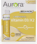 Aurora Nutrascience MegaLiposomal Vitamin D3/K2+ with Vitamin C Organic Fruit Flavor Gluten NonGMO 32 Single Serve Packets 21.7 oz (640 mL)