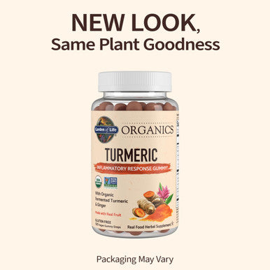 Garden of Life Organics Turmeric Inflammatory Response Gummy - 120 Real Fruit Gummies For Kids & Adults 50Mg Curcumin (95% Curcuminoids) No Added Sugar Organic Non-Gmo Vegan & Gluten Free