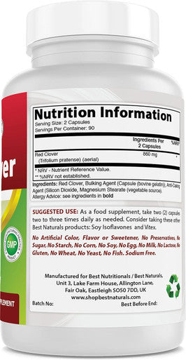 Best Naturals Red Clover 430 mg 180 Capsules
