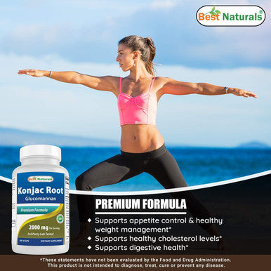 Best Naturals 2 Pack Konjac Glucomannan Root 2000 mg per Serving - 180 Vegetarian Capsules